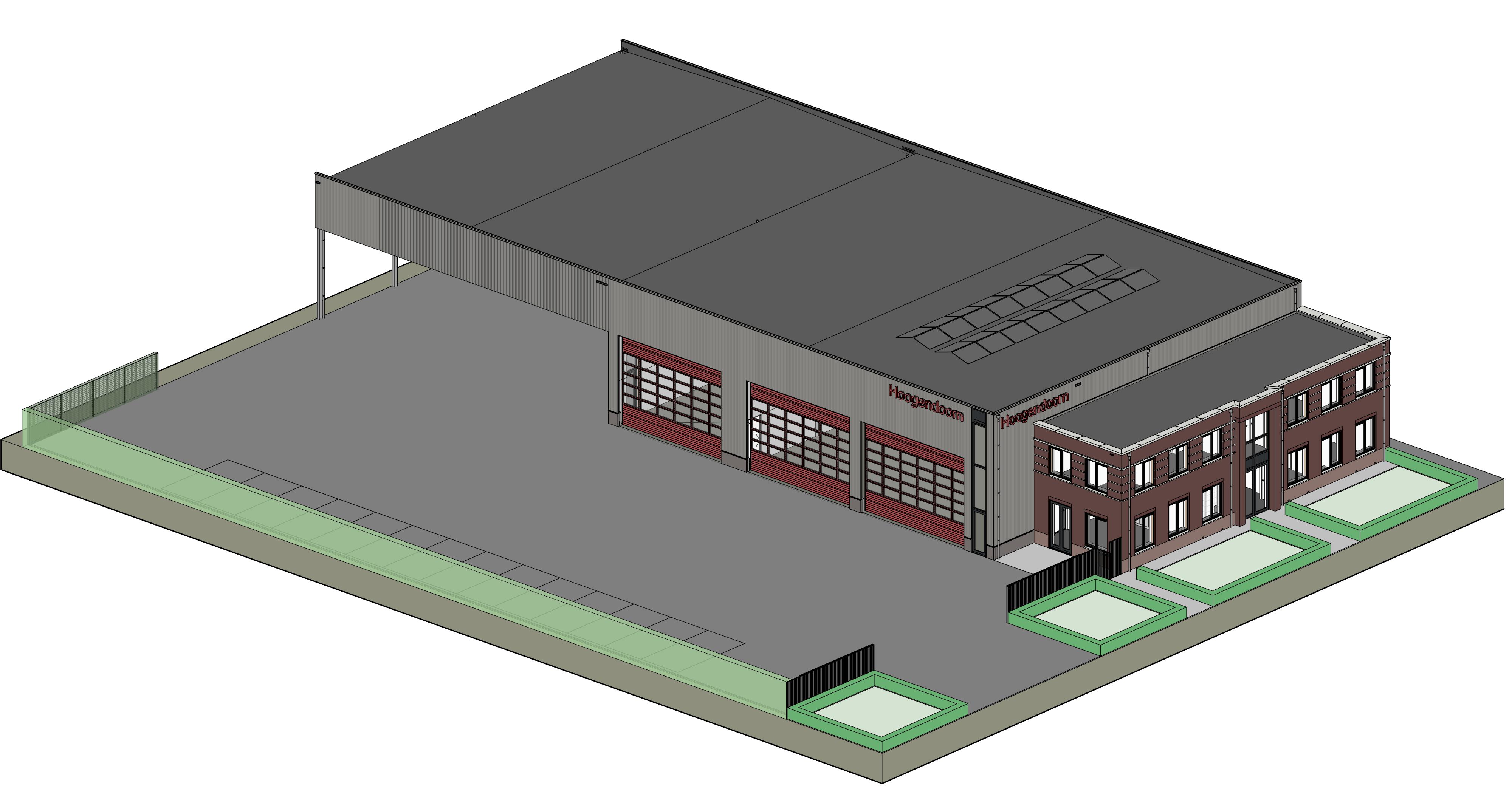 Nieuwbouw bedrijfspand transportbedrijf Hoogendoorn
