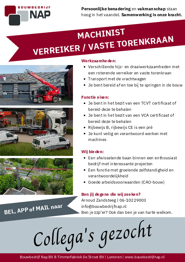 Advertentie machinist - 2026